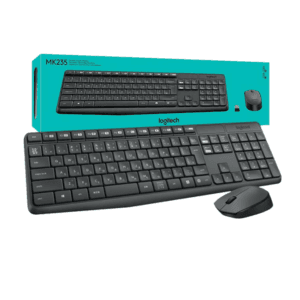 An image of black Logitech MK235 Wireless Keyboard and mouse