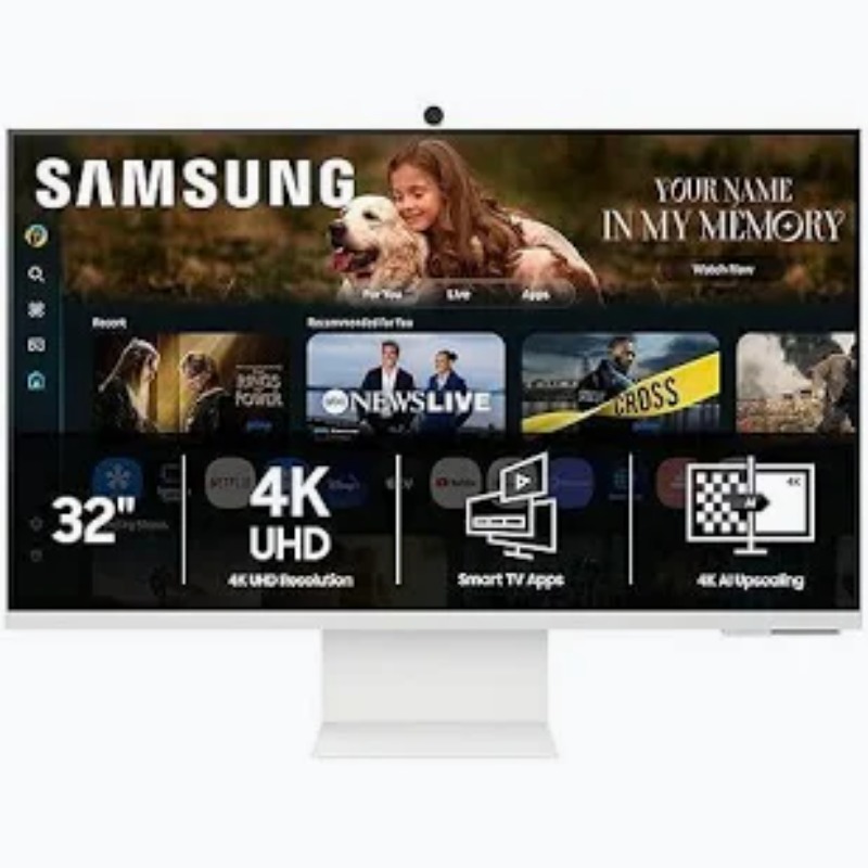 samsung M8 Smart Monitor LS32FM801UMXUE –32” | 4K | Smart | USB-C | 60Hz | Built-in Speakers | Webcam | White